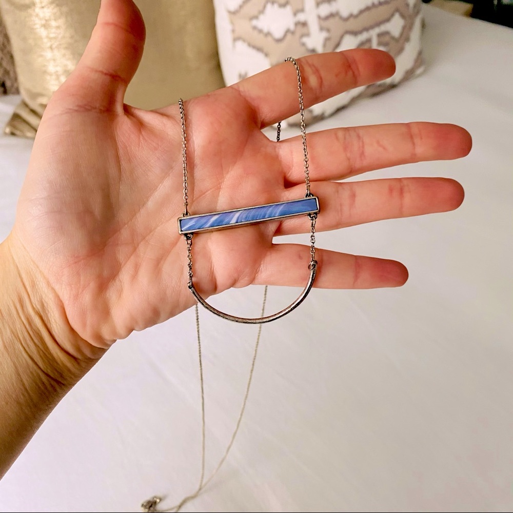 Sky Blue Gemstone Silver Pendant Necklace